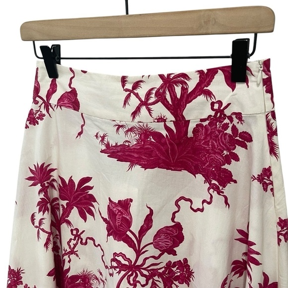 Tara Jarmon NWT Size 36 EU/US 4 Jeanette Ecru Magenta Floral Print A-Line Skirt - Picture 9 of 16